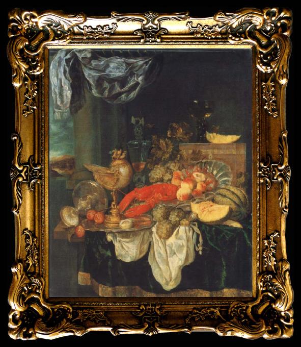 framed  Abraham Hendrickz van Beyeren Coarse style life with lobster, Ta017